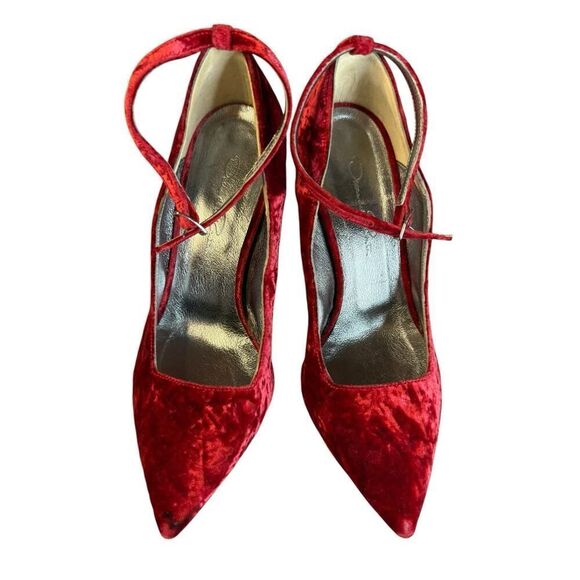 Oscar de la Renta Red Velvet Mary Jane Heels – Size US 6 / EU 36 - Picture 4 of 11